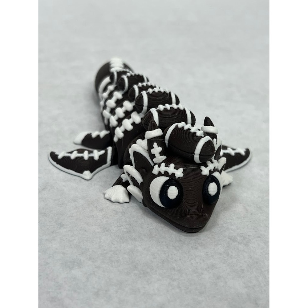 Cylix 3D Football Dragon Articulated Fidget Toy Brown White Sports Collectible